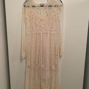 Elegant Cream Lace Overlay Dress